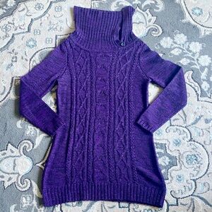 Relativity Dress Deep Purple Cowl Neck Sweater - Long Sleeve